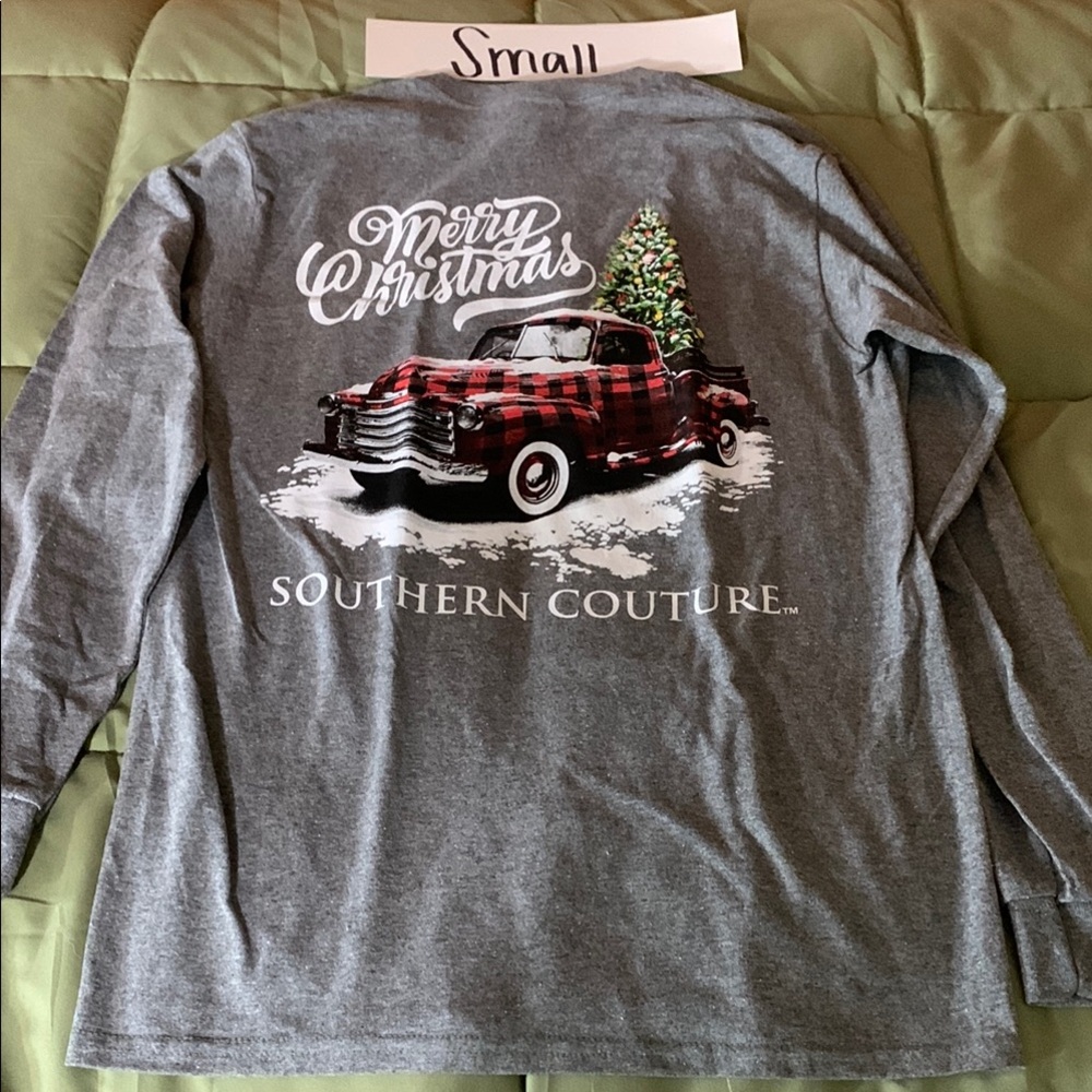 2/$24 Southern Couture Gray Christmas Long Sleeve Tee
